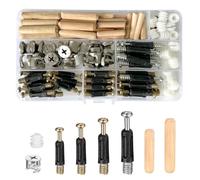 120 Pcs 3-in-1 Furniture Connector Hardware Fixings Kit, Cam Lock Fittings Include Cam Lock Screws, Dowel Bolts Nut & Pre Inserted Nuts, Fasteners Hardware Assortment for Cabinet Drawer