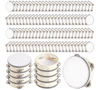 120 Pcs 4 Inch Wedding Tambourine Bulk Drum for Adults Wooden Hand Held Tambourines with Metal Jingles Musical Educational Drum Instrument Percussion Gift Church Wedding Party Favor Games