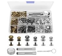 120 Pcs 8 mm/10 mm Round Head Button Stud, Double Cap Rivets, Chicago Screws, Round Head Brass Screw Button, for DIY, Crafts, Leather, Repairs, Jacket, Leather, Bag, Purse