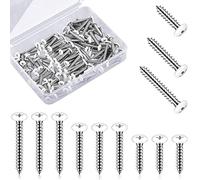 120 Pcs #8 White Head Screws Covers Wood Screws White Painted White Wood Screw Stainless Steel Wall Plate Screw Self Tapping Screw for Wall Plates Switches Covers Replacement, 3 Sizes