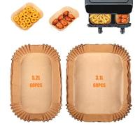 120 Pcs Air Fryer Paper Liners for 5.2L/3.1L, Heat-Resistant Disposable Baking Paper for Dual Zone & Food Safe, Water Oil & Greaseproof Air Fryer Baskets Liner Accessories for Roasting Cooking