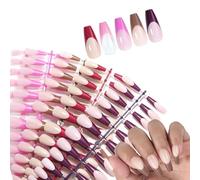 120 Pcs Almond Shape False Nails French Tip Full Covers Stick On Wearable Press On For Women Girls