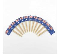 120 Pcs Australia Flag Cocktail Picks - 6.5cm (2.5in) Bamboo Toothpicks with Mini Flags - Sturdy Food & Drink Garnish Picks for Parties, Bars, Catering & Events - by Mobi Lock