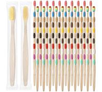 120 Pcs Bamboo Toothbrushes, Soft Bristle Toothbrush for Adults, Eco Friendly Natural Wooden Toothbrushes, Vegan Organic Bamboo Travel Tooth Brush, Individually Wrapped, 7 Inch 12 Color