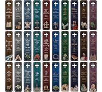 120 PCS Bible Bookmarks, 30 Designs with Hollow Cross Double Sided Printing Bookmarks, Christian Motivational Bookmark for Women, Men, Church, Book Lovers (1.8” x 7.1”)