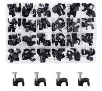 120 Pcs Black Cable Clips, Wire Clips for Cables, Cable Nail Clipss, cCable Tacks Wire Tidy Clipss, for Ethernet, Electrical Cables, Telephone Line, TV USB Wires(M10, Black)