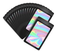 120 Pcs Black Foil Ziplock Bags, Smell Proof Bag Mylar Holographic Packaging Bags, Durable & Secure for for Retail & Cash Handling, Perfect for Organising Coins & Cash (7 * 10cm)