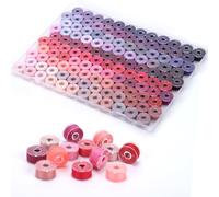 120 Pcs Bobbins Sewing Thread Assorted 120 Colored Pre-Wound Sewing Bobbins with Bobbins Box Compatible with Singer/Brother/Janome/Embroidery Machine (Pink)
