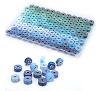 120 Pcs Bobbins Sewing Thread Assorted 120 Colored Pre-Wound Sewing Bobbins with Bobbins Box Compatible with Singer/Brother/Janome/Embroidery Machine (Blue)