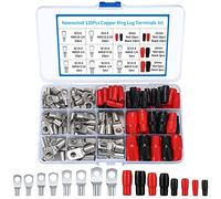 120 Pcs Bolt Hole Tinned Copper Terminals Set, Ring Cable Wire Lugs Terminals Connectors, Battery SC Terminal Set, Marine Grade Cold-Pressed Crimp Type