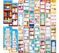 120 PCS Book Tracker Bookmarks, 30 Bookshelf Designs Double Sided Reading Page Markers Reading List Bookmarks for Kids, Adults, Students, Book Lovers All Ages (2.4” x 6.1”)
