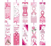 120 Pcs Breast Cancer Awareness Bookmarks, Inspirational Pink Ribbon Book Marks for Women Supporters and Fighters, Encouragement Cancer Awareness Bulk Accessories for Office Events Fundraisers