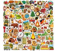 120 PCS Camping Stickers, Camping Party Favors Birthday Party Decorations Waterproof Vinyl Outdoor Adventure Stickers for Kids for Water Bottle Laptop