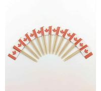 120 Pcs Canada Flag Cocktail Picks - 6.5cm (2.5in) Bamboo Toothpicks with Mini Flags - Sturdy Food & Drink Garnish Picks for Parties, Bars, Catering & Events - by Mobi Lock
