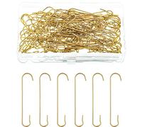 120 Pcs Christmas Ornament Hooks 0.51 x 2.36'' C Shape Ornament Hooks with Storage Box Christmas Tree Hooks for Christmas Decorations Hooks Bendable Metal Wire Hanging Hook for Party Decor (Gold)