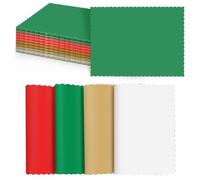 120 Pcs Christmas Paper Placemats Bulk 10 x 14 Disposable Scalloped Red Gold Green White Placemats Decorative Charger Table Mats for Winter Xmas Holiday Table Decor Home