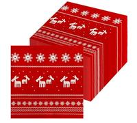120 Pcs Christmas Serviettes Printed Napkins Reindeer Snowflake, 2 Layers Disposable Christmas Paper Napkins for Xmas Party Supplies Table Decoration