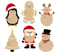 120 PCS Christmas Stickers Gift Tags, 2.8 x 2 Inch Tree Kraft Paper Self-Adhesive Name Tags, Writable & Removable for Presents, Cards