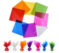 120 Pcs Colored Glassine Sheets, 8.27 X 8.27in Glassine Wrap Paper 8 Colors Transparent Colored Plastic Paper Color Cello Sheets for Stained Glass DIY Candy Arts Crafts