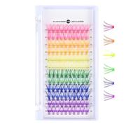 120 Pcs Colored Lash Clusters, Mixed 6 Colors False Eyelashes Individual Lashes D Curl 14mm 16mm Lashes Rainbow Colorful Reusable Fluffy Lash False Eyelashes Eyelashes for Women Men Salon Home DIY