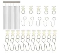 120 Pcs Curtain Track Hooks Curtain Hooks and Gliders Set 60 Stainless Steel Shower Curtains Hook and 60 Pcs Plastic Curtains Track Carrier Glide Rollers for Window,Bathroom