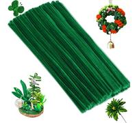 120 Pcs Dark Green Pipe Cleaners Set, Craft Pipe Cleaners, Chenille Stems Pipe Craft Supplies for Holiday Arts and Diy Christmas Crafts Home Decorations