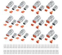 120 PCS Deutsch DTP Connector Kit 2 4 Pin Automotive Waterproof Connectors 12 sets with Size 12 Stamped Contacts Gauge 14-12 AWG Wire Size,25A