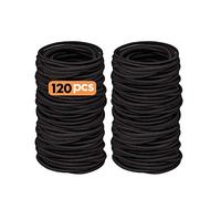 120 PCS Elastic Hair Bands, 2mm Elastic Hair Ties Ponytail Holders, Bulk Hair Ties No Metal Gentle Elastics for Women Men Girls Kids (Black)