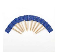 120 Pcs European Flag Cocktail Picks - 6.5cm (2.5in) Bamboo Toothpicks with Mini Flags - Sturdy Food & Drink Garnish Picks for Parties, Bars, Catering & Events - by Mobi Lock
