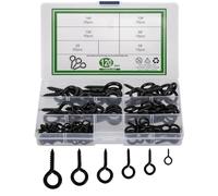 120 Pcs Eye Hooks, Metal Ceiling Hooks Screw-in Eye Hooks, Heavy Duty Nickel Plated Self Tapping Cup Hook Eyelet Bolts for Indoor Outdoor, Wood, Securing Cables Wires, 6 Size (black)