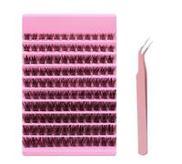 120 PCS Eye Lashes D Curl Lashes Individual Cluster Fluffy Soft Lash Extensions 8-16mm Mixed DIY Curl False Lashes with Tweezer for Self Application