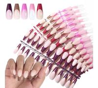 120 Pcs Fashion Press On Nails French Tip False Nails Almond Shape Full Covers Stick on Nails Artificial Fingernails