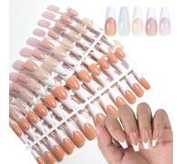 120 Pcs Fashion Press On Nails French Tip False Nails Almond Shape Full Covers Stick On Nails Artificial Fingernails