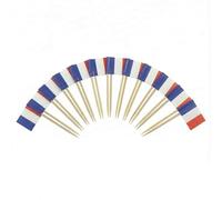 120 Pcs France Flag Cocktail Picks - 6.5cm (2.5in) Bamboo Toothpicks with Mini Flags - Sturdy Food & Drink Garnish Picks for Parties, Bars, Catering & Events - by Mobi Lock