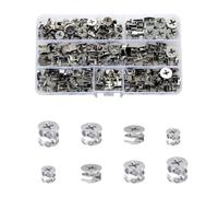 120 Pcs Furniture Connector Cam Lock, Eleechen M15 M12 Eccentric Cam Locks Fixings Kit, 4 Types(13.5/11.5/10/9.5mm), Furniture Connecter Nuts for Drawer Cabinet Wardrobe Panel, Boxed