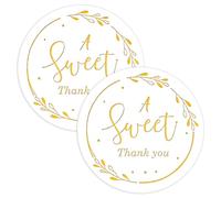 120 Pcs Gold Thank You Sticker A Sweet Thank You Stickers Round Circle, Personalized Stickers for Packaging, Gold Foil Labels for Wedding, Baby Shower, Birthday Favors, Gift Wrapping, Envelopes Seal
