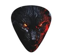 120 Pcs Guitar Picks Bulk 3 Different Thickness Personalized Guitar Plectrums With Storage Box Big Black Wolf With Red Eyes Guitar Accessories For Bass Electric Guitar Acoustic Guitar Lovers