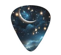120 Pcs Guitar Picks Bulk 3 Different Thickness Personalized Guitar Plectrums With Storage Box Nightsky Hanging Moon Stars Guitar Accessories For Bass Electric Guitar Acoustic Guitar Lovers