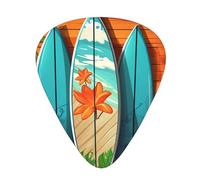 120 Pcs Guitar Picks Bulk 3 Different Thickness Personalized Guitar Plectrums With Storage Box Surfboard On Wooden Guitar Accessories For Bass Electric Guitar Acoustic Guitar Lovers