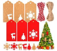 120 Pcs Handmade Kraft Gift Wrapping Tags - Christmas Labels with 20M String, DIY Crafts