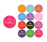 120 Pcs Happy Birthday Stickers for Goodie Bags 2 in Happy Birthday Stickers Fit Adult Personalized Gold Foil Stamping Birthdays Sticker Self Adhesive Seal Label Sticker Card Envelope Gift