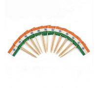 120 Pcs India Flag Cocktail Picks - 6.5cm (2.5in) Bamboo Toothpicks with Mini Flags - Sturdy Food & Drink Garnish Picks for Parties, Bars, Catering & Events - by Mobi Lock