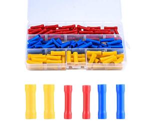 120 Pcs Insulated Straight Wire Terminal Connectors, Butt Splice Connectors, Automotive Cable Crimp Terminals, Electrical Butt Crimp Connectors(Blue, Red, Yellow)