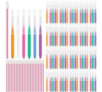 120 Pcs Interdental Brush + 25 Pcs Lip Wands Applicators, Soft Braces Brush for Cleaner Interdental Brush Toothpick Dental Flossing Head Oral Dental Hygiene Flosser Tooth Cleaning Tools, Multicolor