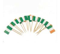 120 Pcs Ireland Flag Cocktail Picks - 6.5cm (2.5in) Bamboo Toothpicks with Mini Flags - Sturdy Food & Drink Garnish Picks for Parties, Bars, Catering & Events - by Mobi Lock