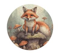 120 PCS Jigsaw Puzzle for Adults Personalized Picture Puzzle Fox in The Woods Customized Wooden Puzzle for Family, Birthday, Wedding, Game Nights Gifts Animal Alien Shape Puzzle