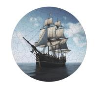 120 PCS Jigsaw Puzzle for Adults Personalized Picture Puzzle Old Sailing Ship Customized Wooden Puzzle for Family, Birthday, Wedding, Game Nights Gifts Animal Alien Shape Puzzle