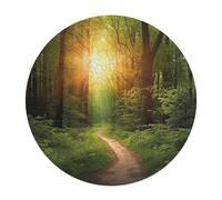 120 PCS Jigsaw Puzzle for Adults Personalized Picture Puzzle Sunrise on The Woods Path Customized Wooden Puzzle for Family, Birthday, Wedding, Game Nights Gifts Animal Alien Shape Puzzle
