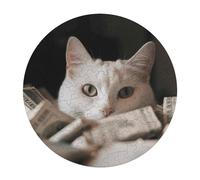 120 PCS Jigsaw Puzzle for Adults Personalized Picture Puzzle White Cat and Pile of Dollars Customized Wooden Puzzle for Family, Birthday, Wedding, Game Nights Gifts Animal Alien Shape Puzzle