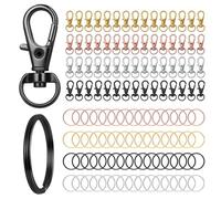 120 Pcs Keyring Making Kit: 60 Swivel Lobster Clasps & 60 Keyring Rings Kit, Key Ring Hoops Metal Clips, Keyrings with Split Rings, Key Chain Hooks for Jewellery Making DIY Crafts(4 Colors)